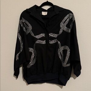 Geste of Florida vintage cotton blouse with silver glitter ribbon pattern